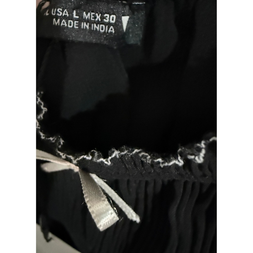 NWT Zara‎ Pleated Smocked Camisole Women L Black Bow Peplum Tank Top Festival - Picture 8 of 8
